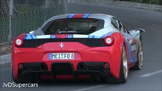 Ferrari 458 speciale w/ straight pipes in monaco! killer sound!