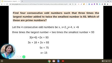 Practice Type 3 Linear Equations in one variable | Find four consecutive odd numbers such that ...