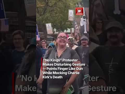 “No Kings” Protester Makes Disturbing Gesture — Points Finger Like Gun While Mocking Charlie Kirk’s