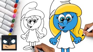 the smurfs how to draw smurfette easy tutorial