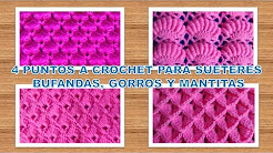 4 Puntos tejidos a crochet paso a paso para suéteres, bufandas, gorros y mantitas para bebe