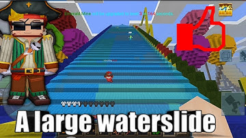 Building a large waterslide in bedwar 😎😱Blockman Go blocky mods