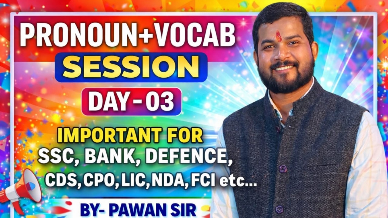 PRONOUN + VOCAB CLASS 03 |SSC | Railway | Banking | Bihar Exams Preparation | UDAAN ONLINE CLASSES