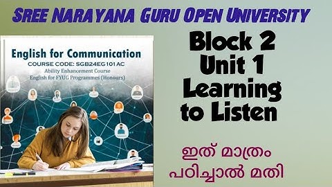 SNGOU-FIRST Semester -English for Communication Block 2 -Learning to Listen