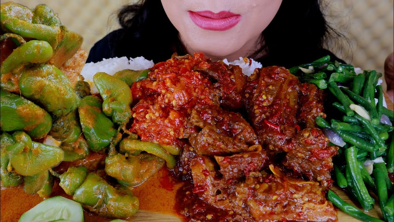 ASMR LODEH CABE GENDOT,  IGA SEMUR PEDAS, TUMIS KACANG PANJANG | ASMR MUKBANG INDONESIA