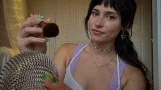 ASMR For Tired Eyes ♡ Brushing Your Worries Away & Doing Mouth Sounds ♡