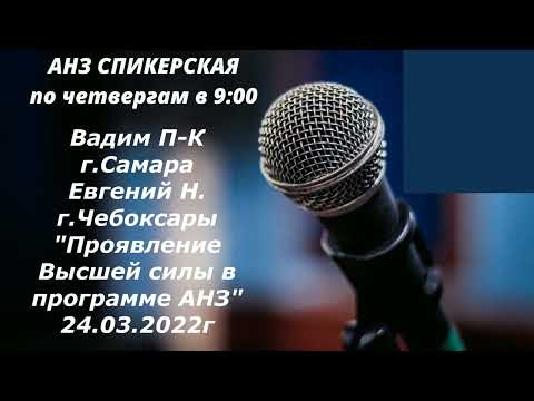Спикерские АНЗ .  Вадим П-К и Евгений Н.  "Проявление Высшей силы в программе АНЗ"  24.03.22г