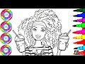 Coloring for Kids Barbie Kenzie with Ice Drink and Strawberry Smoothie Coloring video Kids, Toddlers