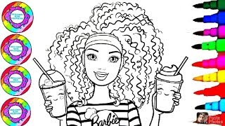 Coloring for Kids Barbie Kenzie with Ice Drink and Strawberry Smoothie Coloring video Kids, Toddlers