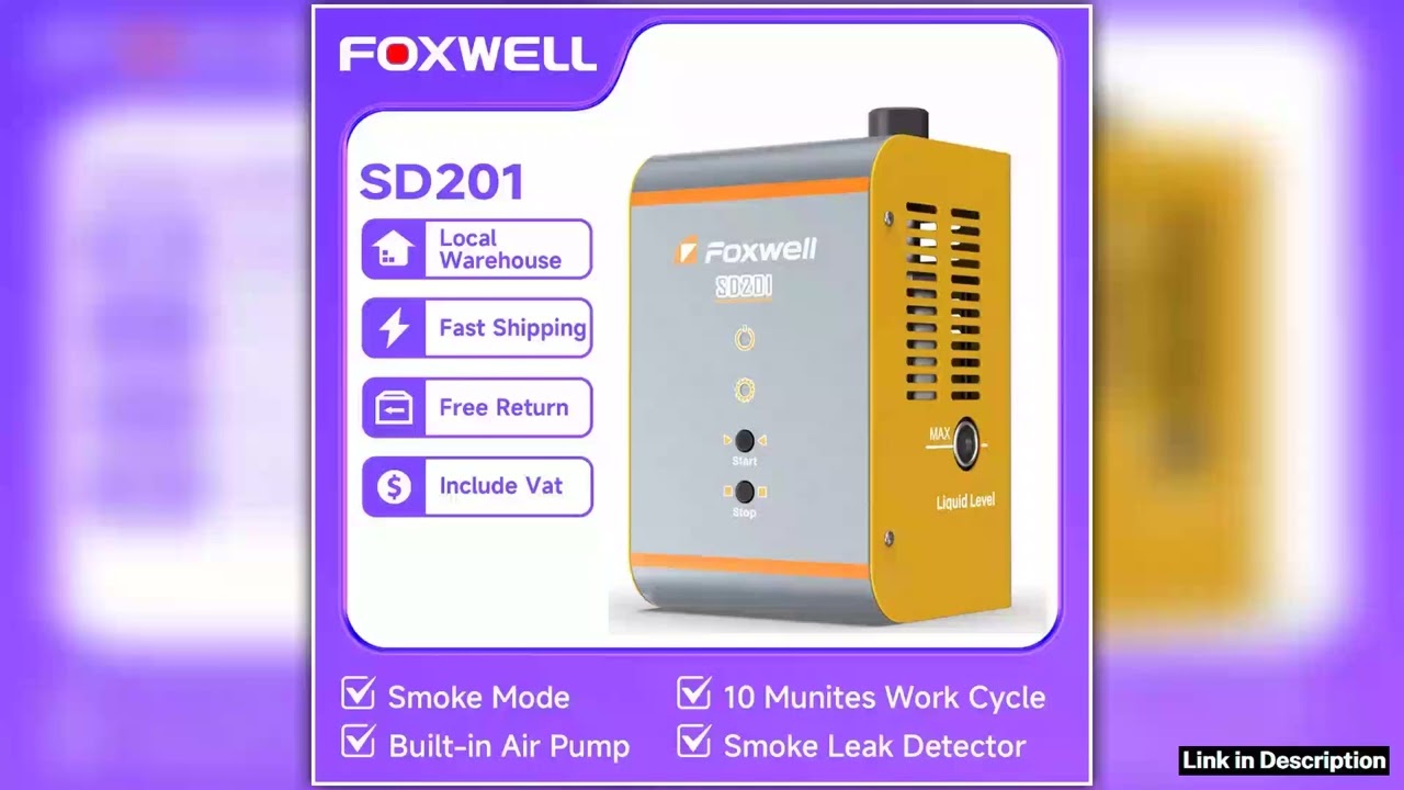 FOXWELL SD201 Smoke Machine 12V Car Smoke Leak Detector Smoke Leak Tester Buildin Air Motor Fuel