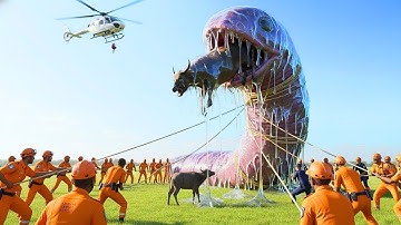 Heroic Rescue Team: Saving the Mother Buffalo from a Rampaging Alien Creature