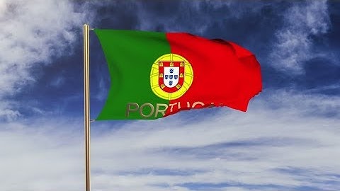 4K Portugal flag with title waving in the wind. Looping sun rises style. Animation loop Stock video