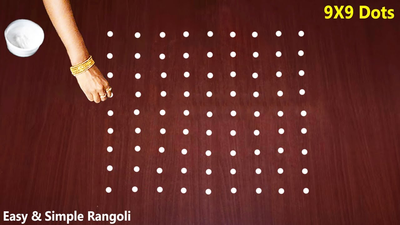 Easy Rangoli Design with 9X9 Dots | Beautiful Rangoli | Latest Kolam ...