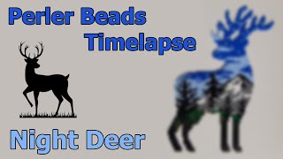 Perler Beads Timelapse: Night Deer - Animal / Christmas Pixel Art