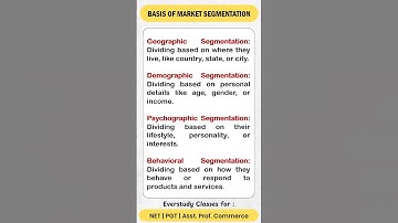 Basis of Market Segmentation in 2 Minutes | UGC NET | PGT | Asst. Prof. Commerce