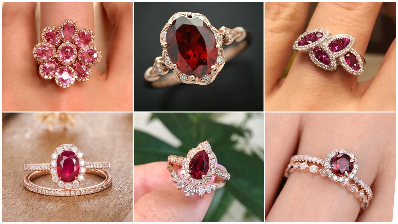 Super Gorgeous Unheated 21k Red Rosane Rubilite Engagement & Wedding Rings Collection