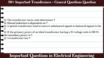 MCQ Questions Transformers - General Questions with Answers
