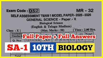 ap 10th class sa1 biology question paper + Key 2025 | sa1 biology question paper 10th class 2025