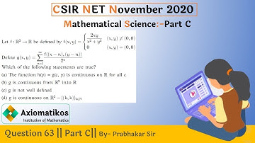 Question 63 | CSIR NET Nov 2020 | Part C | Mathematical Science | By Prabhakar Sir