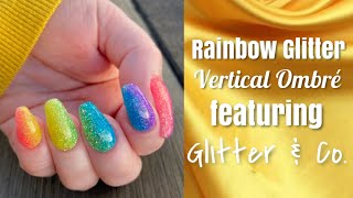 Rainbow Glitter Vertical Ombre Nails | Dip Powder Nails