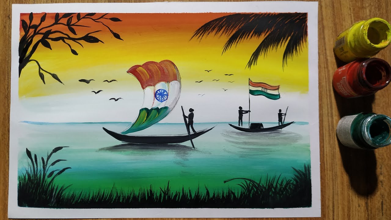how to draw republic day drawing easy with poster color ...