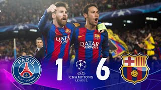 Barcelona 6 x 1 PSG ● 2017 melhores momentos do Liga dos  Campeões UEFA