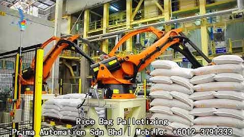 Hight Speed Robotic Palletizing of Rice in Bags