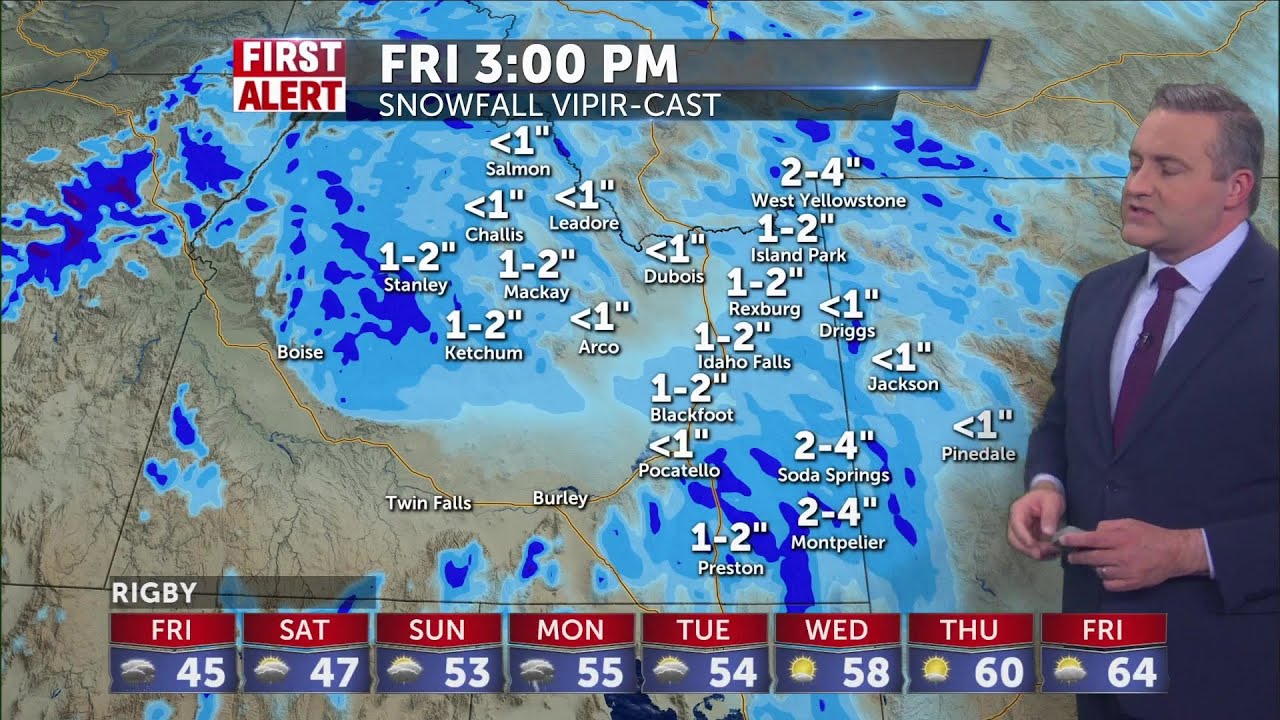 Rain and snow for Friday with gusty winds - YouTube