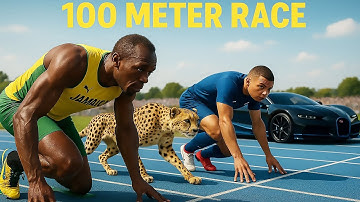 Speed Showdown – Usain Bolt vs Cheetah vs Bugatti vs Mbappe