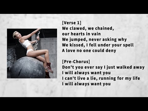 Miley Cyrus - Wrecking Ball ( LYRICS - KARAOKE - INSTRUMENTAL ) PIANO VERSION