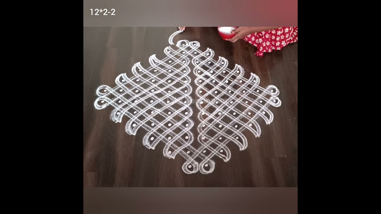 Margazhi Special : Simple and Beautiful Sikkukolam using 12*2-2 straight dots