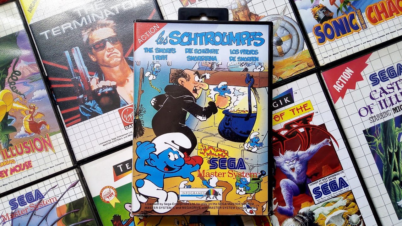 Jeu SEGA MASTER SYSTEM - LES SCHTROUMPFS COMPLET (PAL) - Boîte, Notice, Cartouche - Excellent état !