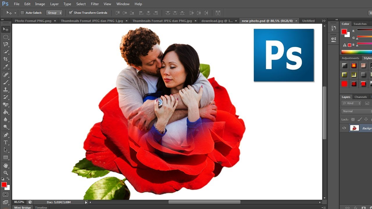  Cara  Edit  Foto  Menyatu dengan Bunga  di Adobe Photoshop CS6 