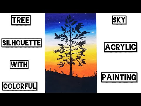 wallpapers Easy Silhouette Painting Tree tree silhouette easy sunset acrylic