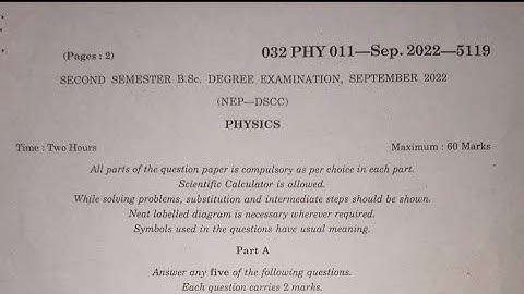 Physics Bsc 2nd Semester NEP Degree Question Paper Year 2022 Karnataka of Dharwad University