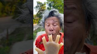 Kind Grandpa Eats Watermelon Hand Watermelon Icecream Beautiful