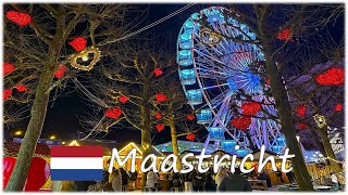 🎄🇳🇱 Maastricht Netherlands Christmas Walk 4K 🌃 4K Walking Tour 🌕 🇳🇱🎄