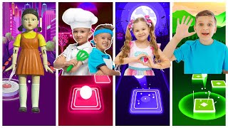 Sqiud game 2  vs Vlad and Niki vs Diana vs Roma  Tiles Hop EDM RUSH screenshot 4