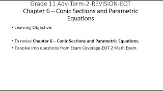 Grade 11 Adv - LO 8 9Conic Sections EOT Revision-Parabolas-MCQ