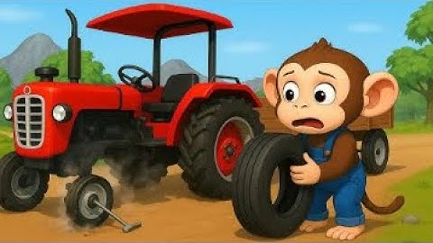 Tractor Breakdown, Monkey Farmer Fixes His Tractor In The Middle Of The Field