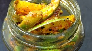 Traditional Raw Mango pickle-Aam Ka Achar Recipe Step by Step-How to make Mango Pickle Easy Recipe