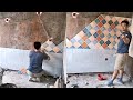 Young Man with great tiling skills -Great tiling skills -Great technique in construction PART 59
