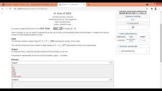 Codeforces Round 718 | Sum of 2050 | A | Div 1 and Div 2 | Code with explanation | Contest 2050