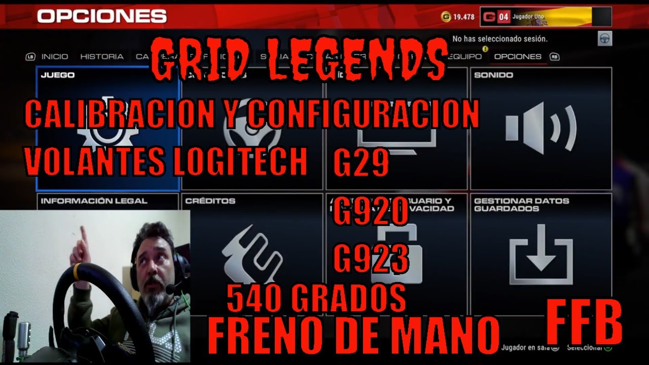 GRID LEGENDS CALIBRACION Y CONFIGURACION DE VOLANTES LOGITECH G29 G920 G923 540 GRADOS Y FFB