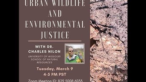Environmental Lecture Series: Dr. Charles Nilon on Urban Wildlife and Environmental Justice