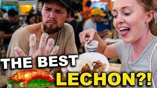 British Couple Try FILIPINO LECHON STREET FOOD in Cebu!