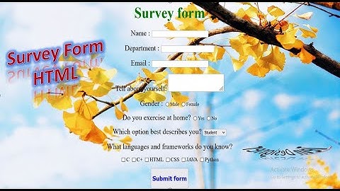 How to Create survey Form in html | Survey Form | survey form using html with source code | 2022