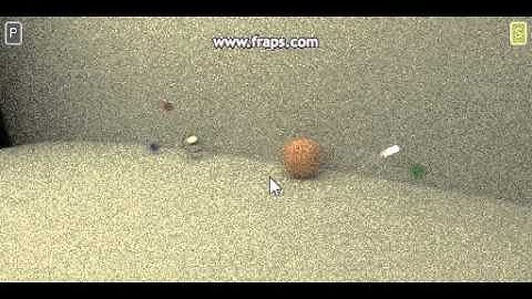 Real-time GPU path tracing: TOKAP Bullet Physics demo2 on 8600M GT