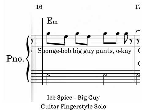 Big Guy (Piano Solo Sheet Music Notes + Audio) - Ice Spice