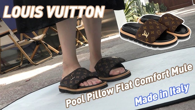 On Feet Louis Vuitton Pool Pillow Flat Comfort Mule Slides 